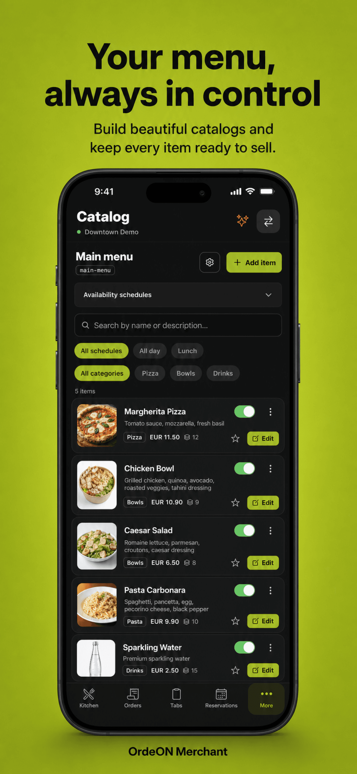 Your menu, always in control